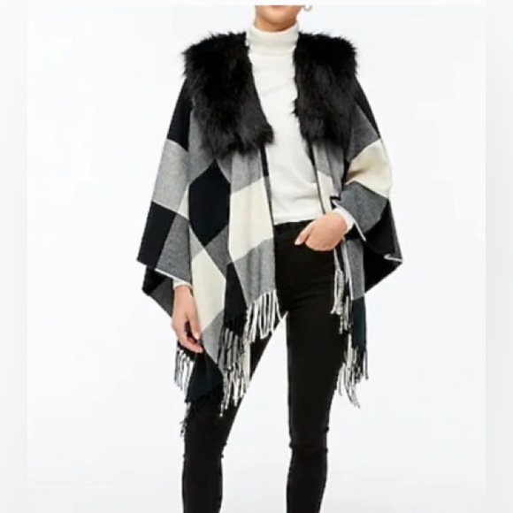 J Crew Faux-fur cape scarf, AG527, OS - Picture 2 of 3